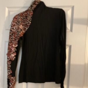 Gracia Black and Pink Patterned Long Sleeve Top